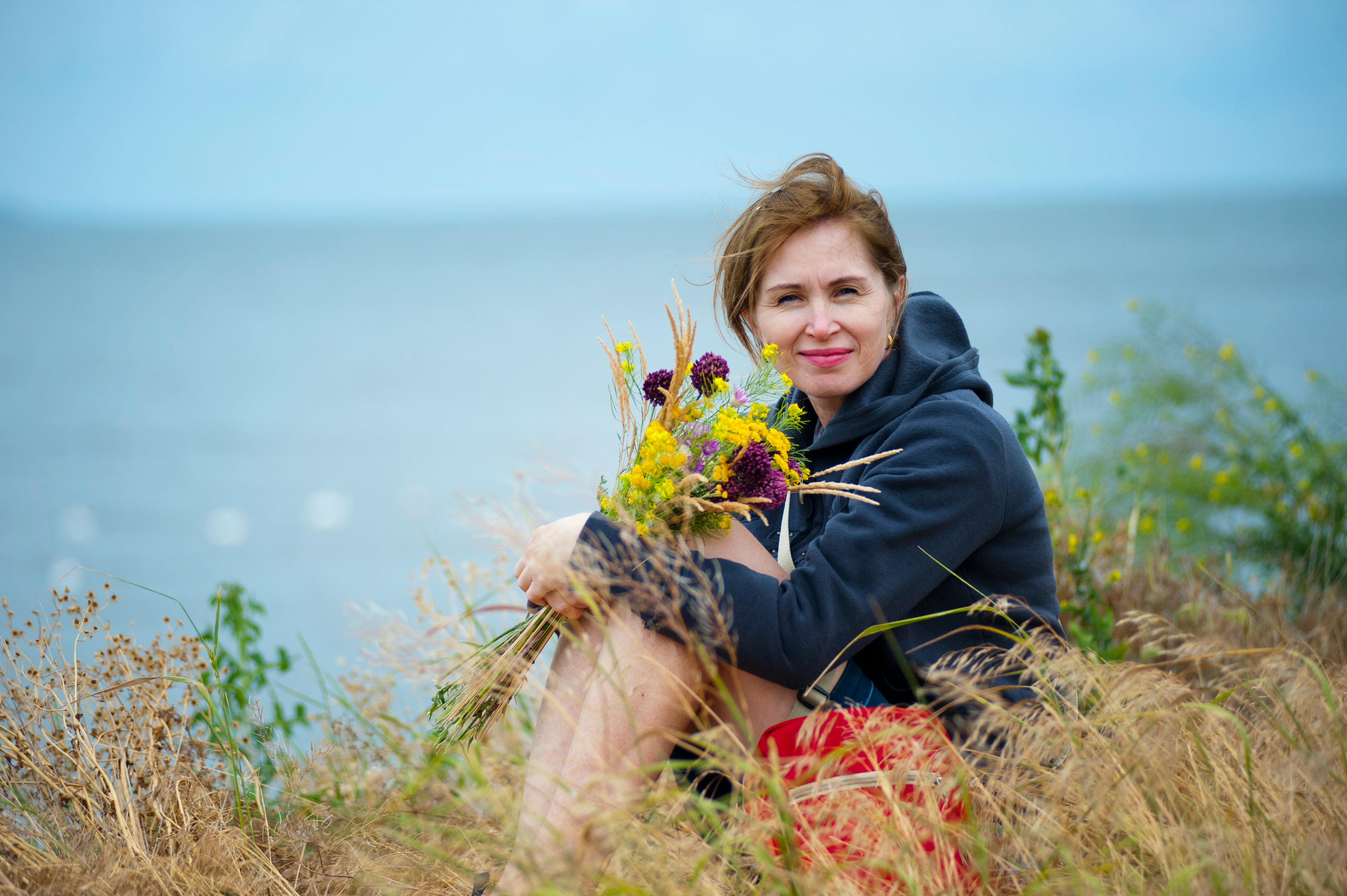 Woman holding flower